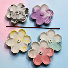 Load image into Gallery viewer, colorful flower incense holder made with hydrostone and pigments
